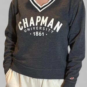 Chapman University Gray V-Neck Sweatshirt by League Small